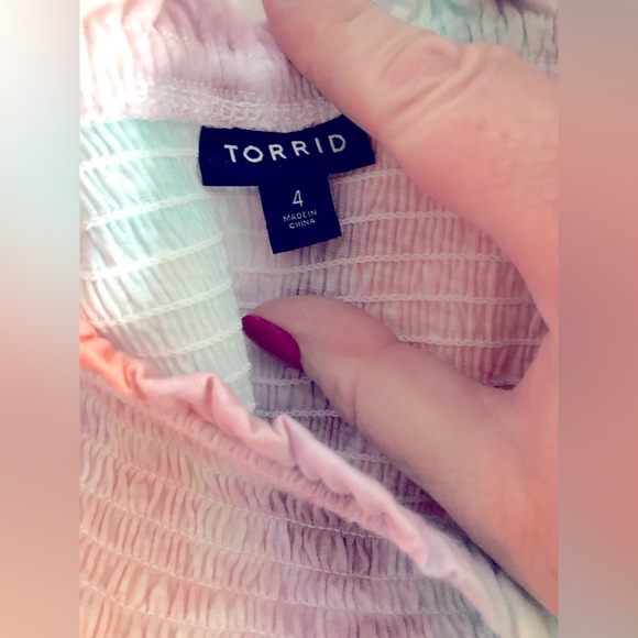 Torrid sz 4 Babydoll Knit Smocked Off-Shoulder Bell Sleeve Top NWOT - Picture 6 of 7